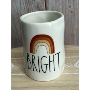 EUC Rae Dunn By Magenta Rainbow “BRIGHT” Ceramic Small Vase/Small Utensil Cup